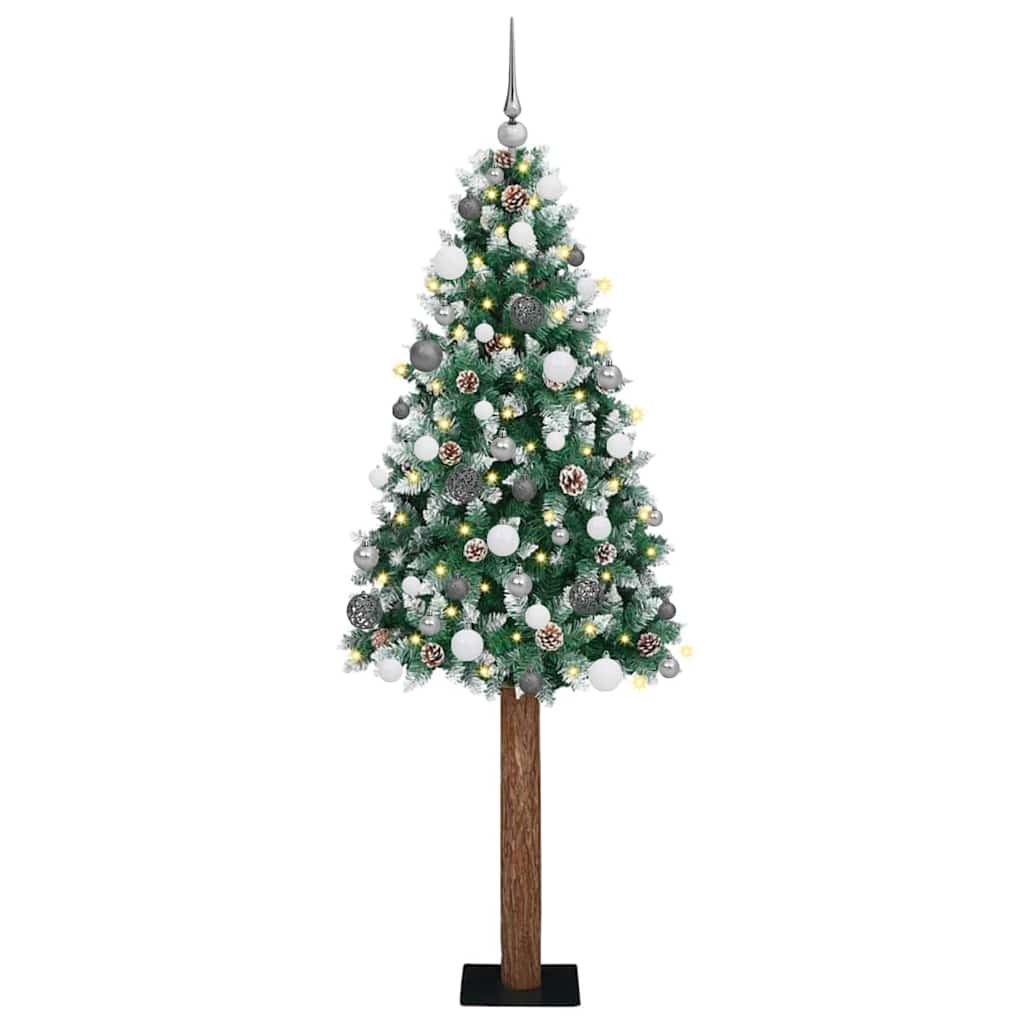 Slim Christmas Tree with 300 LEDs Green and White 180 cm